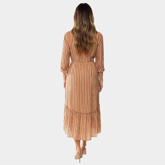 Faithfull The Brand Matilda Peasant High Low Dress Almeria Striped Size XS Women - Picture 2 of 9